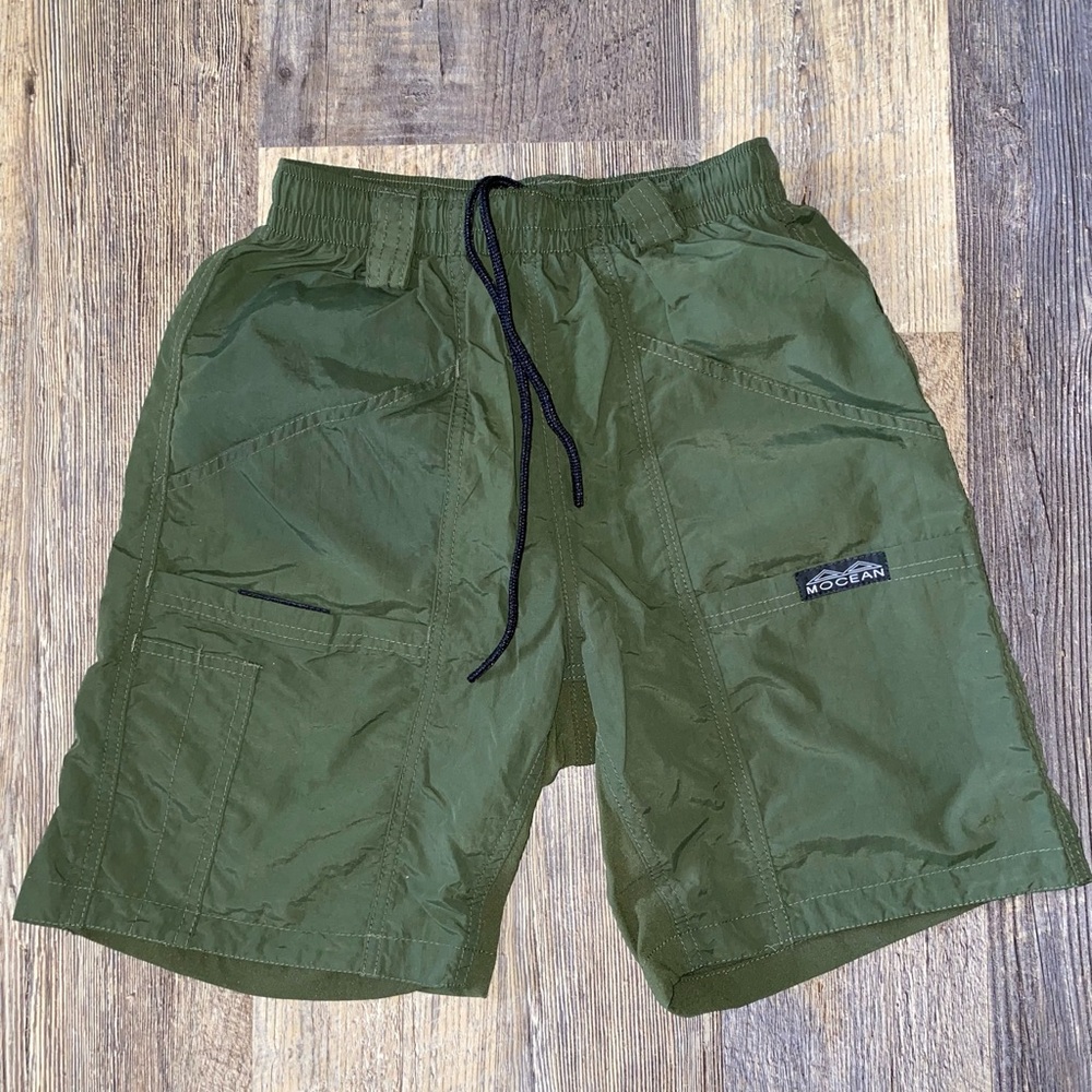 Olive Green Cargo Shorts with Drawstring Waist